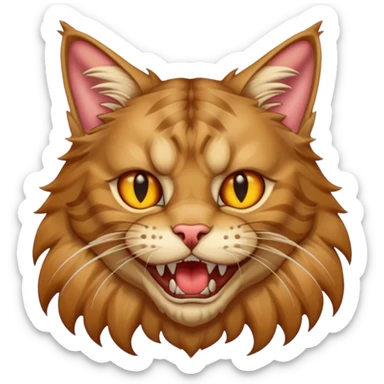 Realizza un gatto di razza maine coon con denti affilatissimi e cattivissimo sticker
