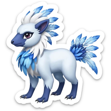 Floral feathery Absol-Amaura-fusion-Fakemon-animal-creature  sticker