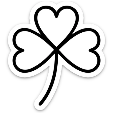 black 5 leaf clover outlined icon sticker