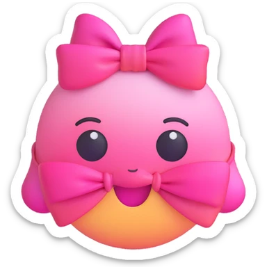pink innocent pretty emoji with bow on head soft gradient colors sweet bashful look sticker