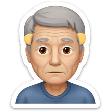 tired looking 65 year old man sticker