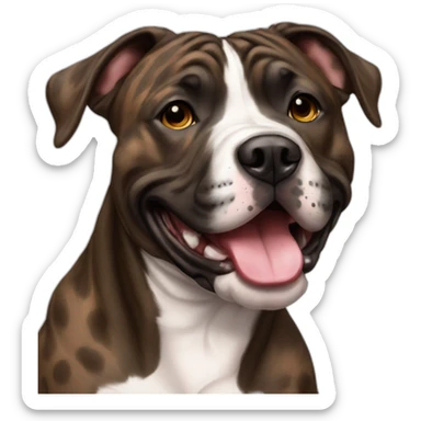 happy brindle Staffordshire with no white sticker