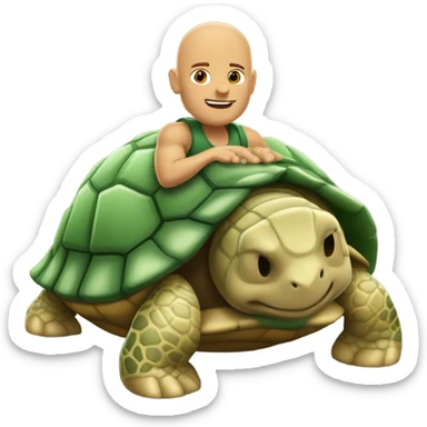 bald headed man on turtle body  sticker