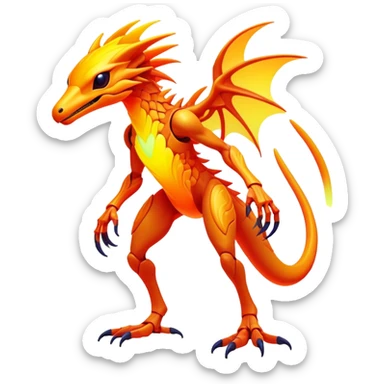 Exotic futuristic lush warm-colored neon Fakémon-creature (full body) sticker