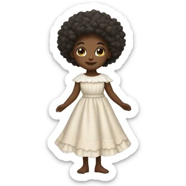 African girl. Afro. Wearing a cottagecore dress.  sticker