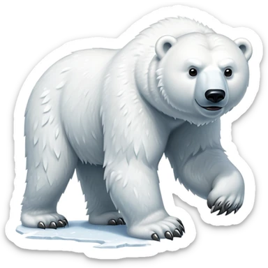 cinematic-polar-bear-realistic-full-body-standing-emoji,-massive-snowy-white-frame-lumbering-across-the-icy-tundra,-powerful-paws-pressing-into-the-frozen-ground,-head-tilted-dramatically,-thick-fur-dusted-with-ice-crystals,-simplified-yet-realistic-focused-features,-highly-detailed,-glowing-with-an-almost-sarcastic-glow

 sticker