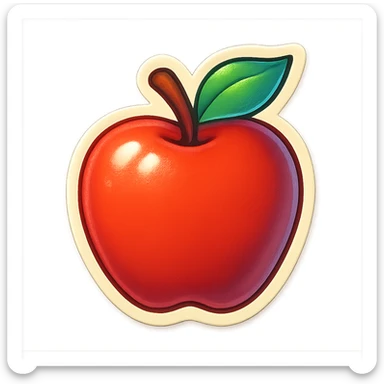 cartoon style sticker, single apple symbol, simple and clear, no text sticker