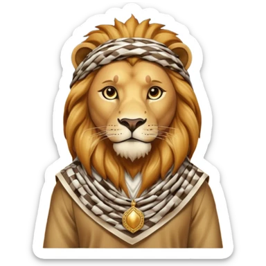 León con keffiyeh estilo rey árabe actual  sticker