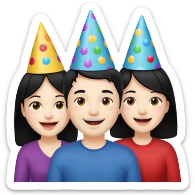 4 people with black hair and white skin sticker
