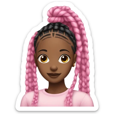 pretty brown skin black girl with black and pink box braids sticker