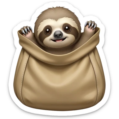 Oso perezoso de color gris cuerpo y garras como si estuviese saliendo de una bolsa  sticker