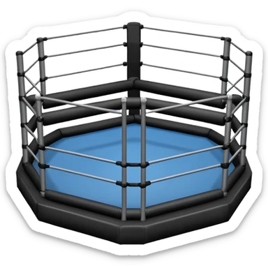 MMA cage arena object icon, octagon fighting cage with metal fence walls, padded corner posts, professional combat arena, 3D cartoon style, mobile game icon style, centered, clean background, no people, no text, no watermark
 sticker