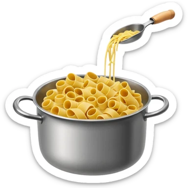 Pasta noodles cooking in a pot of boiling water sticker