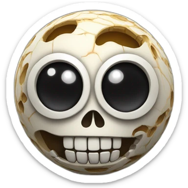 3d sphere with a cartoon Skeleton skin texture with big kind eyes sticker