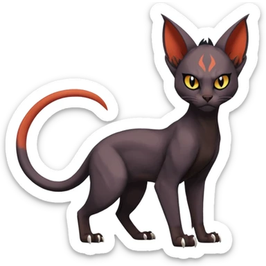 Black edgy Noivern-Torracat-Sphynx-Lykoi-Caracal-cat-Fakemon full-body sticker