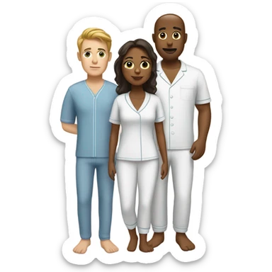 White man and brown-skinned woman in matching pajamas sticker