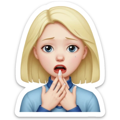 You know that thing were people pretend it choke themselves to signify anoiance. Could you make me an emoji to use. A girl with her hands around her neck  sticker