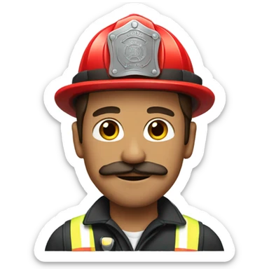 brownhair firefighter with brown mustache sticker