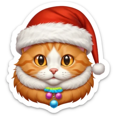 Make me a orange tabby cat with a white chin and a bit of white on the end of his tail and  a Santa hat that looks like 🐱 emoji sticker