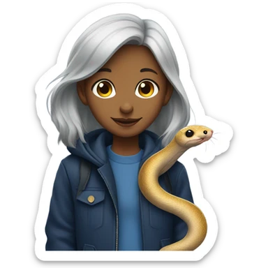Small Mouse in dark blue jacket walk with beatiful girl snake  sticker