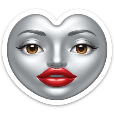 A seductive pair of slightly parted lips emoji made of liquid silver chrome, smooth glossy metallic surface, soft sensual curves, subtle reflections, luxury sexy aesthetic, minimal iOS emoji style, centered composition, clean white background, soft studio lighting, no text sticker