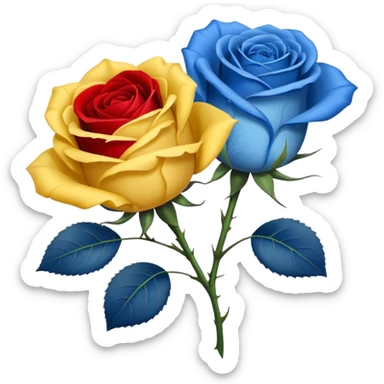 One Yellow 🌹 and one blue flower 🌹 on with red band  sticker