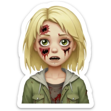 girl zombie with blonde hair sticker