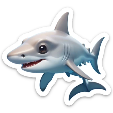 Cinematic Cute Hammerhead Shark Portrait Emoji, Head tilted playfully and inquisitively, with a charming, distinctive hammer-shaped head and wide, expressive eyes on either side, a sleek, smooth body accented by gentle fin curves, Simplified yet irresistibly adorable features, highly detailed, glowing with a soft, inviting ocean glow, high shine, affectionate and lively, stylized with a touch of whimsical marine charm, soft glowing outline, capturing the essence of a mischievous yet endearing hammerhead that seems as if it could swim out of the screen into your heart! sticker