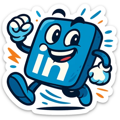 animated LinkedIn logo, vibrant colors, dynamic motion, modern style sticker