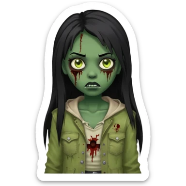 garota zumbi pele negra cabelo longo e liso preto sticker