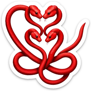 Two red snakes making a heart sticker