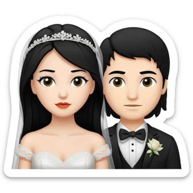 Bride with black hair black eyes and dark groom with black hair black eyes sticker