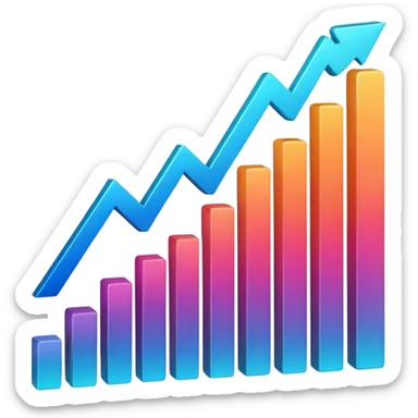 Create an  emoji that represents a stock/share, combining a clean upward-trending chart, a minimal financial symbol, and a confident growth vibe, using simple shapes, smooth gradients, and the polished. sticker
