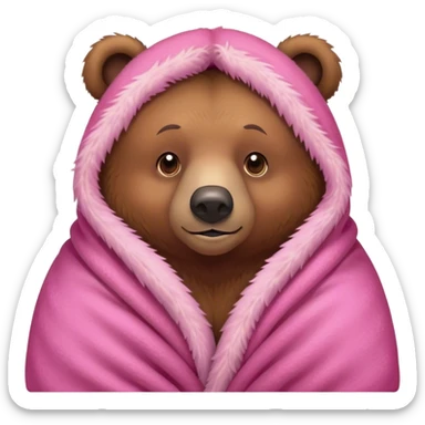 bear cozy in a pink blanket sticker