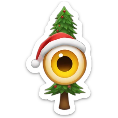 Heart eye emoji but with Christmas trees instead of hearts sticker
