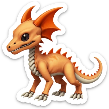 Skeletal Cubone-Salandit-Marowak-Poochyena-Litten-Fakémon-hybrid-creature (full body), 4 legs sticker