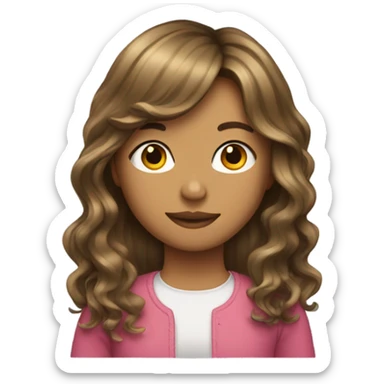 Girl with long wave hair and curtain bangs  sticker