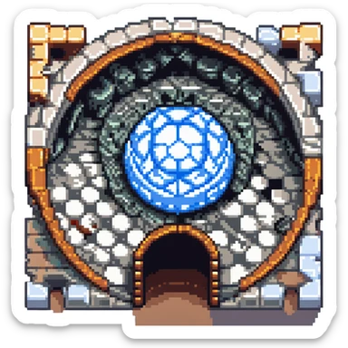 Pixel art portal with Escher-style tessellations and surreal geometry, isometric, no text sticker