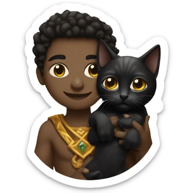 A sun warlock who has light skin and is holding a black kitten sticker