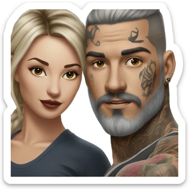 Hyper Realistic beautiful woman pushing a very handsome tattooed man sticker