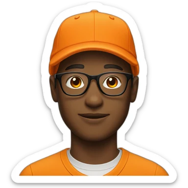 white young man in glasses with an orange cap sticker