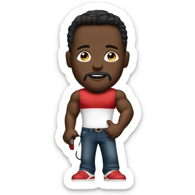 muscular male with phone gucci sticker