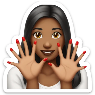 girl's red manicure sticker