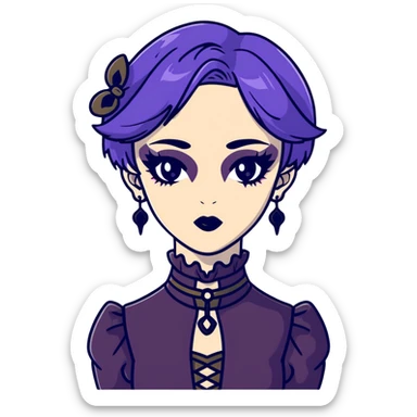 gothic femboy with makeup, choker, and dark victorian clothes sticker