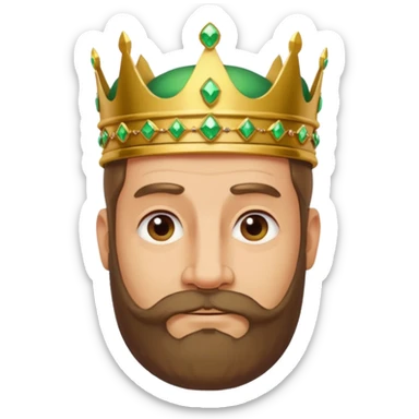 Create a cartoon-style emoji of Gaspar, one of the Three Wise Men. Only show his face and crown. He is middle-aged to older, with a brown beard, gentle wrinkles, and a green and gold jeweled crown. Express a wise and friendly demeanor. Colorful and simple, suitable as an emoji. sticker