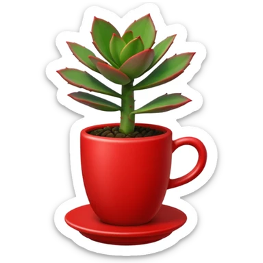 Desk Succulent Plant red cup sticker