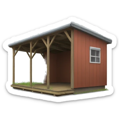 a long shed with a flat roof for evading the rain sticker