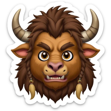 tauren from World of Warcraft, cartoonish, exaggerated features, playful sticker