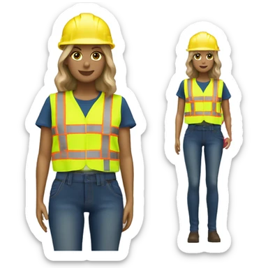 Taylor Swift is a construction worker wearing a patriotic dress with a neon yellow safety vest over the dress. she also has a hard hat and a patriotic patch on the vest.  sticker