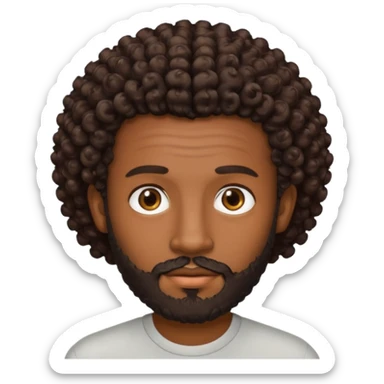 Dark brown skin man with a light beard and a curly   fade haircut with dark brown eyes sticker
